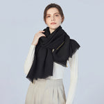 Load image into Gallery viewer, Pleated Shawl With Contrast Trim in Black
