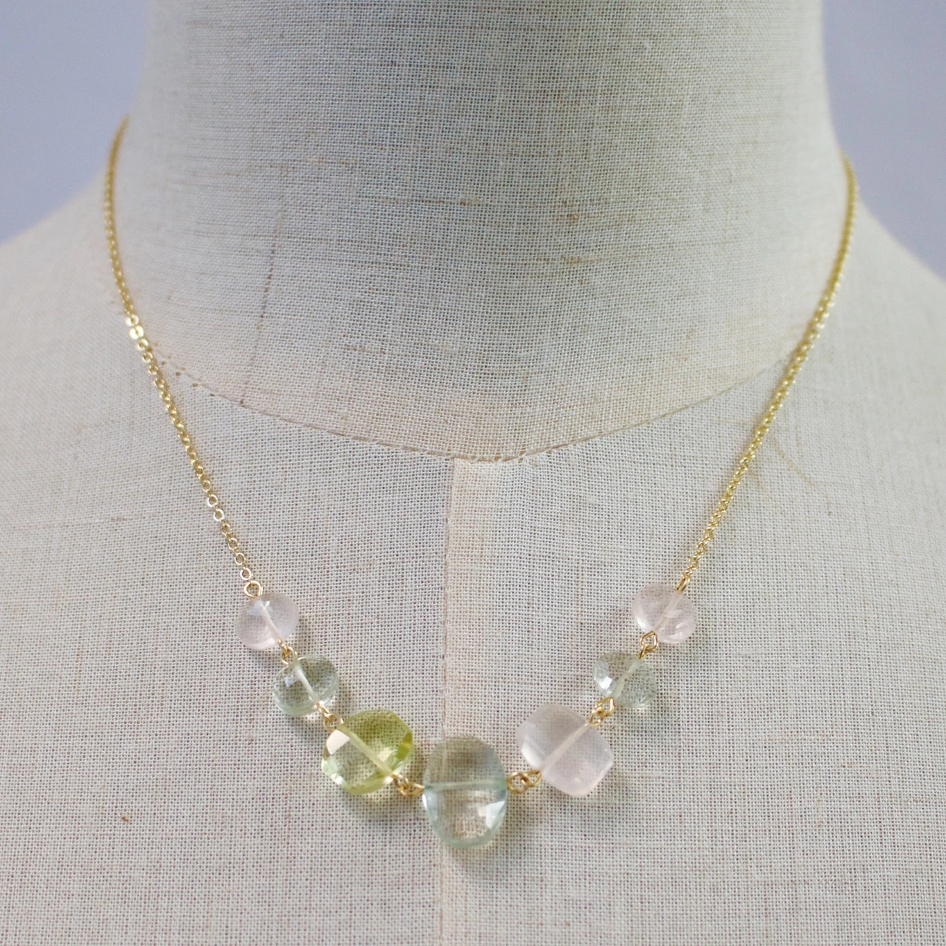 Semi Stacked Necklace in Pastel Tones