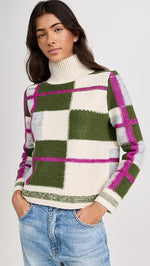 Load image into Gallery viewer, Ria Mockneck Sweater in Ecru Plaid
