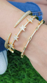 Load image into Gallery viewer, CZ Star Bangle in Gold
