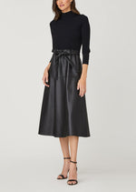 Load image into Gallery viewer, Reade Knit and Leather Dress in Jet
