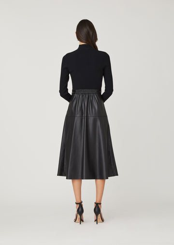 Reade Knit and Leather Dress in Jet