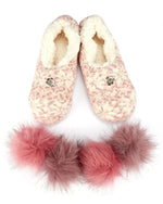 Load image into Gallery viewer, Speckled Chenille Interchangeable Pom Pom Slippers in Pink
