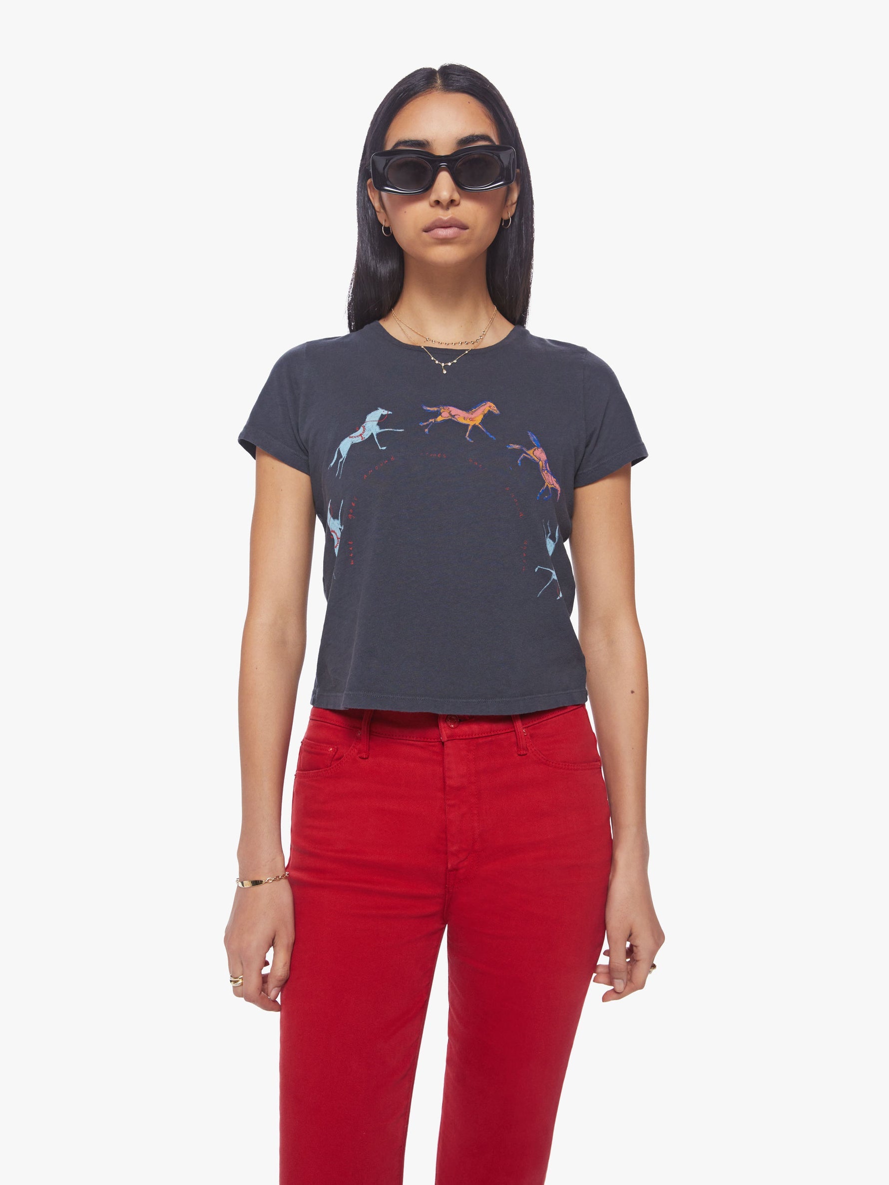 Cropped Itty Bitty Goodie Tee in Horsin Around