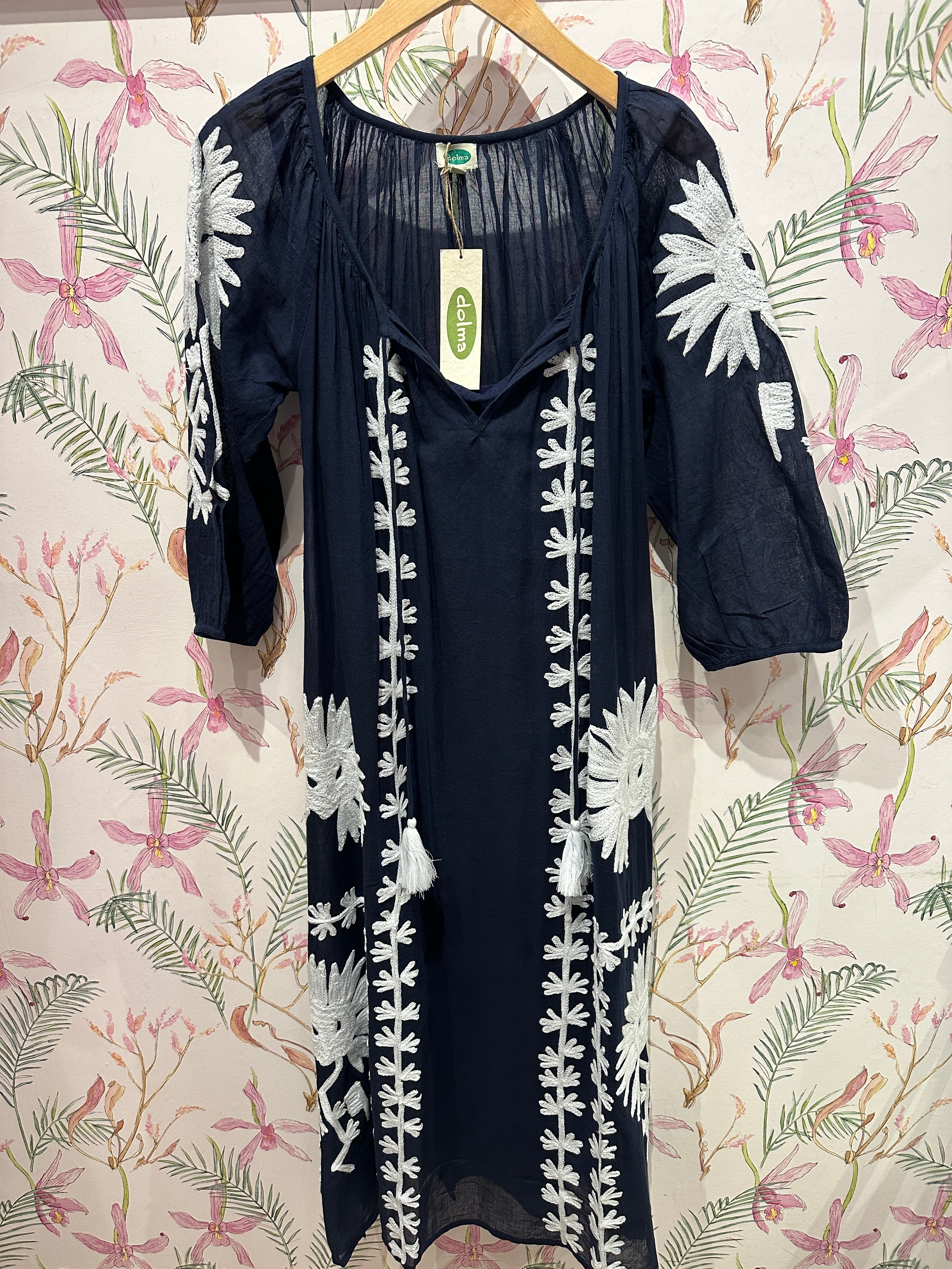 Elana Tassel Dress/Cover-up in Navy