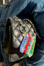 Load image into Gallery viewer, Hand-painted Book Stack Bag Charm + Keychain
