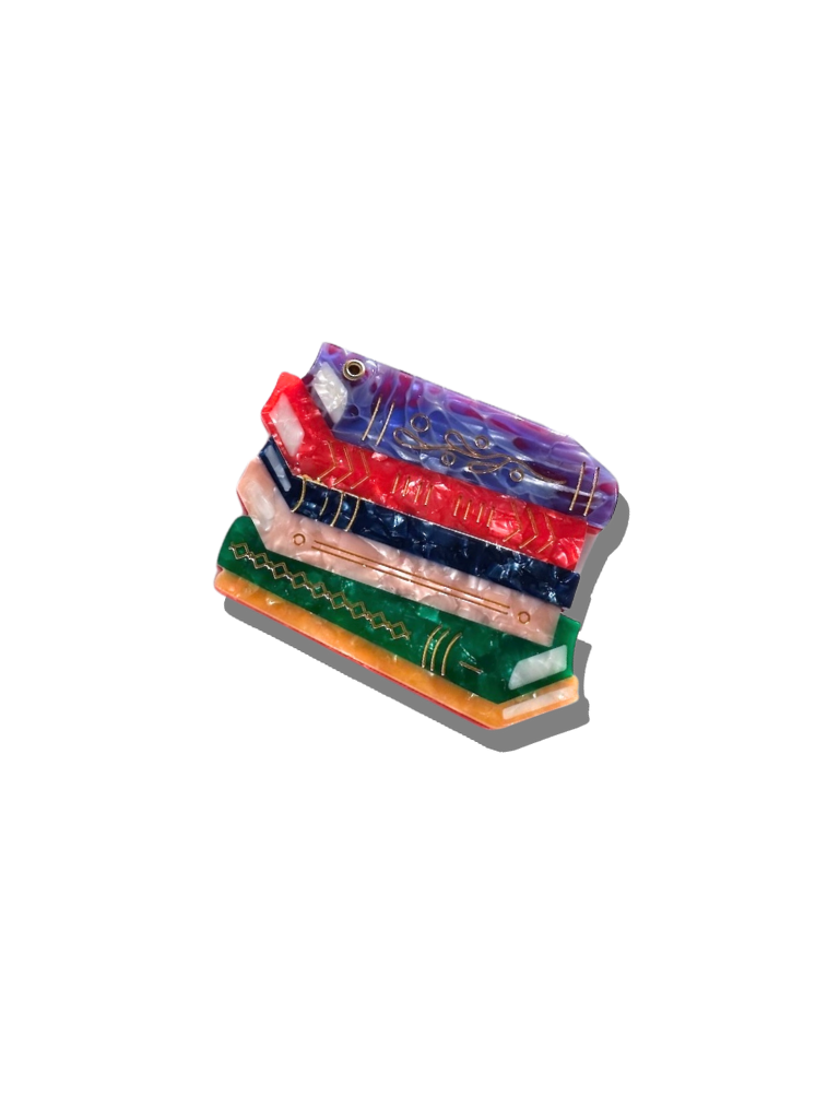 Hand-painted Book Stack Compact Mirror