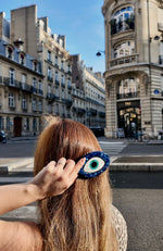 Load image into Gallery viewer, Hand-painted Compact Evil Eye 2-1 Perfect Daily Brush
