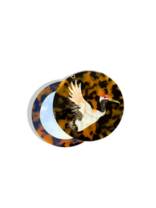 Hand-painted Crane Compact Mirror