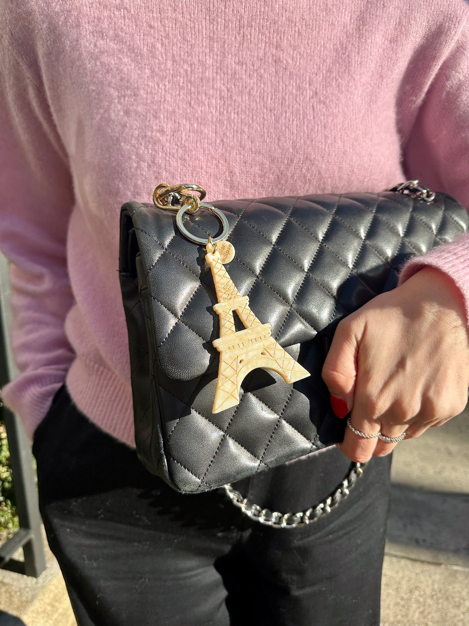 Hand-painted Eiffel Tower Bag Charm + Keychain