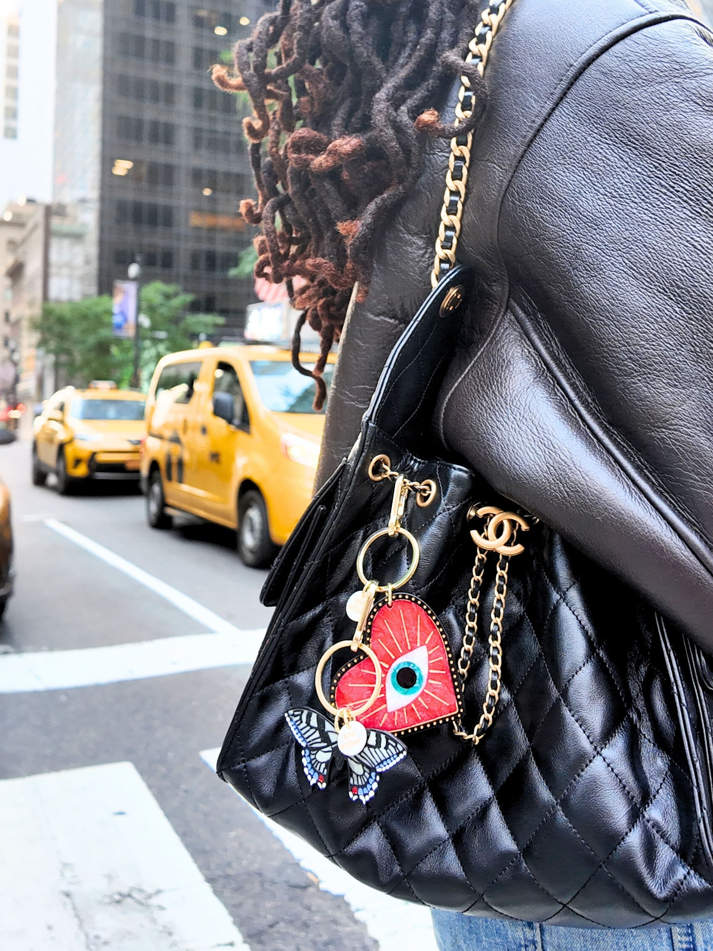 Hand-painted Lucky Eye Heart Bag Charm + Keychain