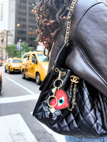 Load image into Gallery viewer, Hand-painted Lucky Eye Heart Bag Charm + Keychain
