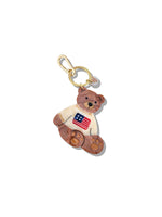 Load image into Gallery viewer, Hand-painted Americana Teddy Bear Bag Charm + Keychain
