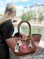 Load image into Gallery viewer, Hand-painted Paris Snowglobe Bag Charm + Keychain
