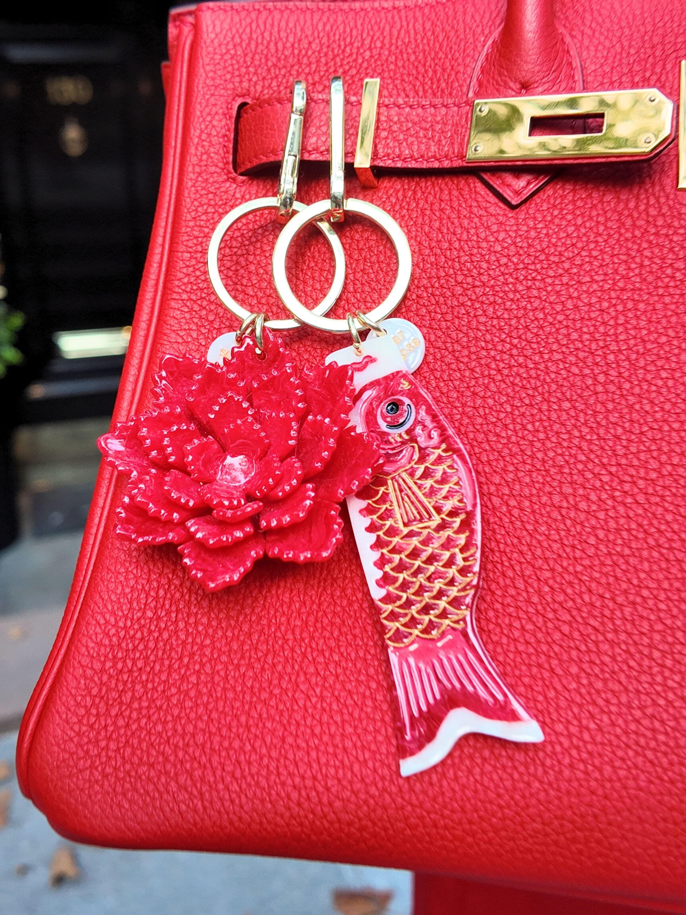 Hand-Painted Japanese Carp Bag Charm + Keychain