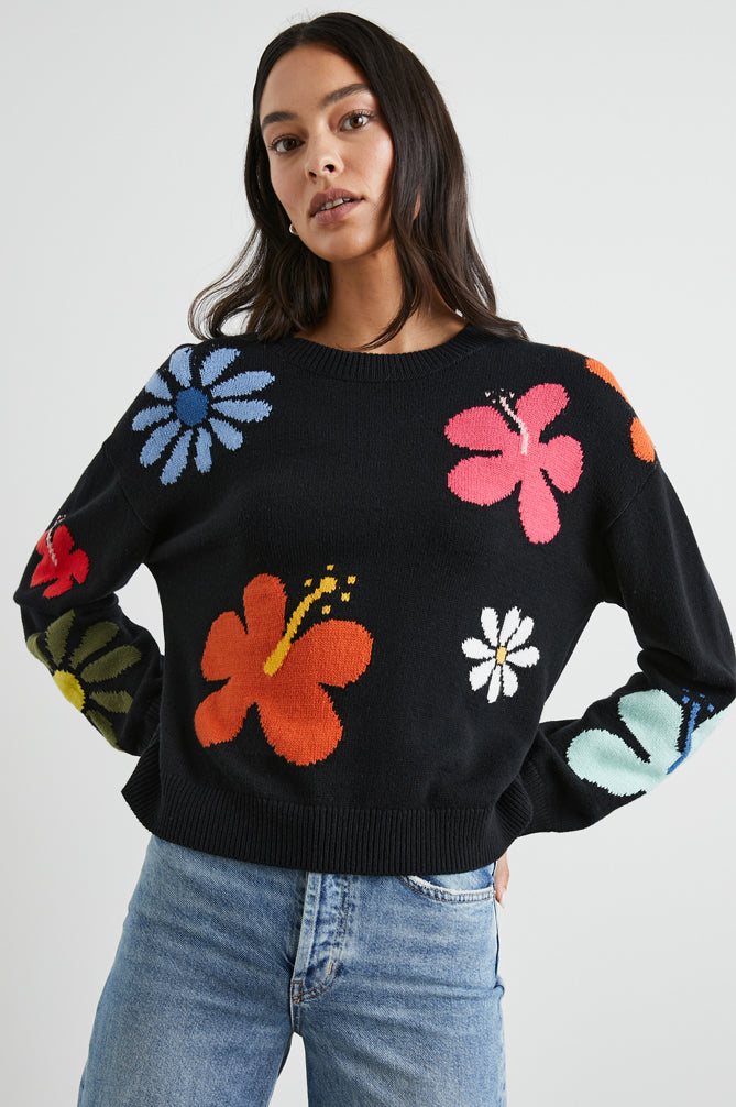 Denim & Flower Ricky Singh Knit Sweater Crew Neck Long Sleeve Black Men  Size L | eBay