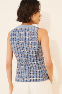 Lorinda Mixed Media Tweed/Denim Vest