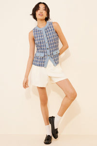 Lorinda Mixed Media Tweed/Denim Vest