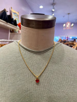 Load image into Gallery viewer, Rope Chain Heart Charm Necklace in Ruby
