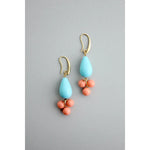 Load image into Gallery viewer, Turquoise and Salmon Drop Earrings
