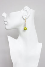 Load image into Gallery viewer, Color Block Earrings in Grey/Charteuse
