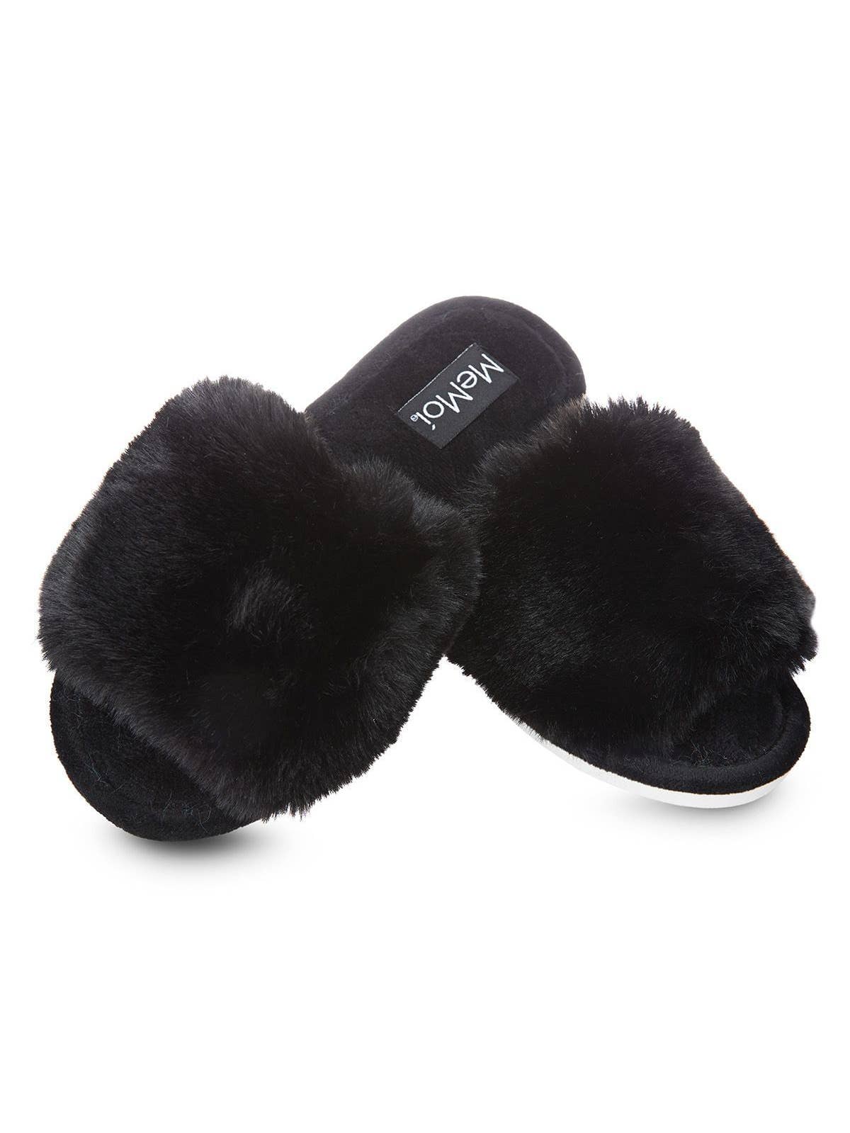 Bette Plush Slippers in Black