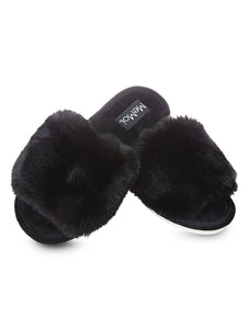 Bette Plush Slippers in Black