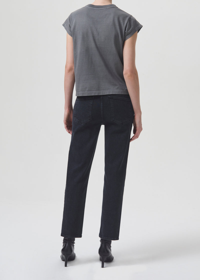 Kye Mid Rise Straight Crop in Pepper