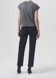Kye Mid Rise Straight Crop in Pepper