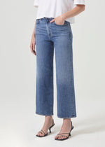 Load image into Gallery viewer, Harper Crop Mid Rise Relaxed Straight Jean in Moor
