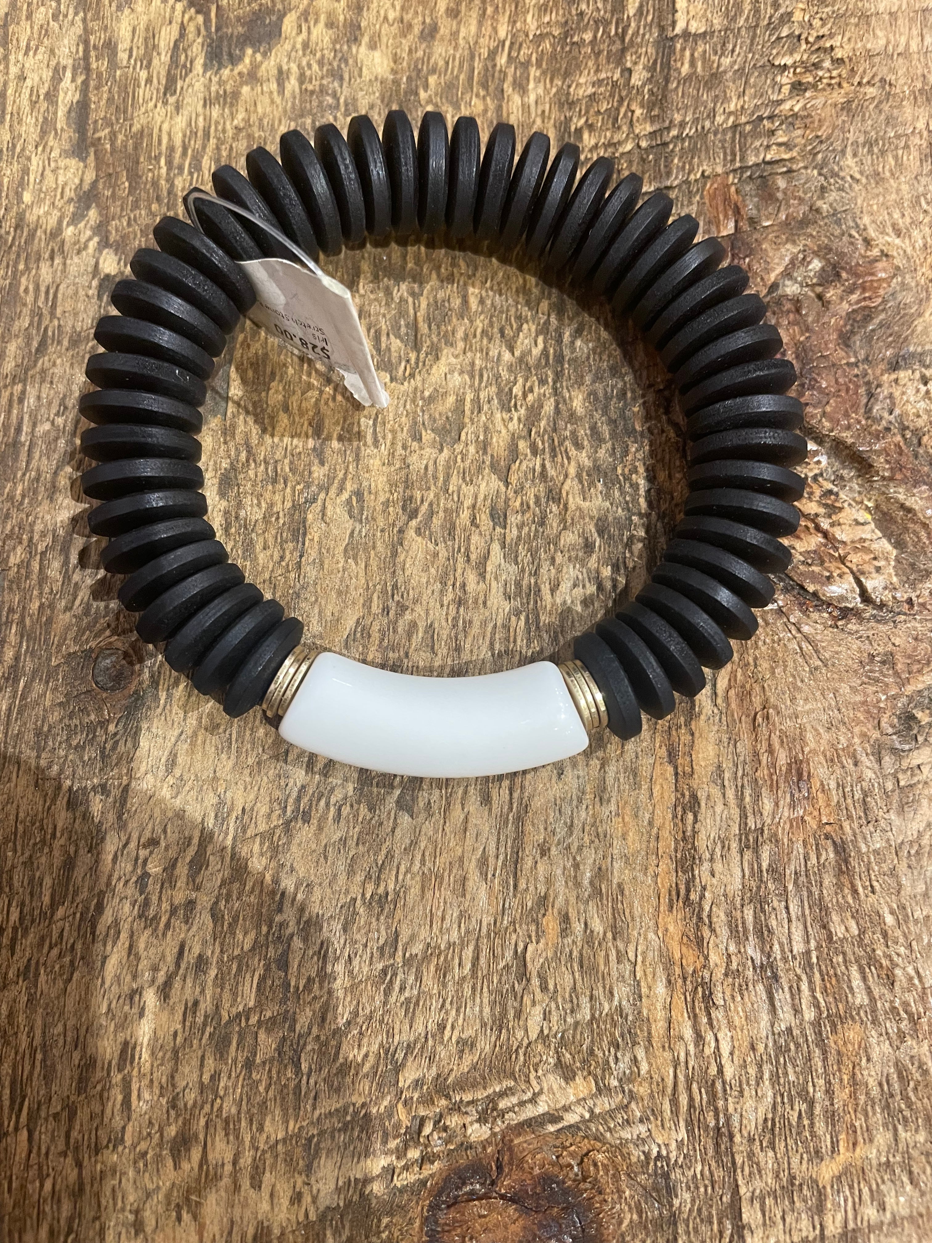Stretch Stone Bracelet in Black/White