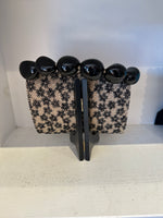 Load image into Gallery viewer, The Nica Rattan Clutch in Black Flowers
