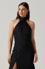 Load image into Gallery viewer, Caspia Halter Midi Dress Black
