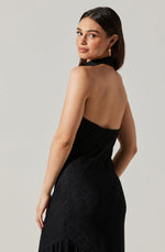 Load image into Gallery viewer, Caspia Halter Midi Dress Black
