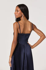 Load image into Gallery viewer, Ascella Sweetheart Pleated Midi Dress in Navy
