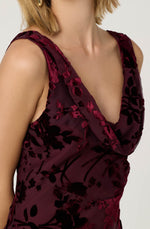 Load image into Gallery viewer, Floris Burnout Floral Maxi Dress in Wine
