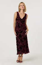 Load image into Gallery viewer, Floris Burnout Floral Maxi Dress in Wine
