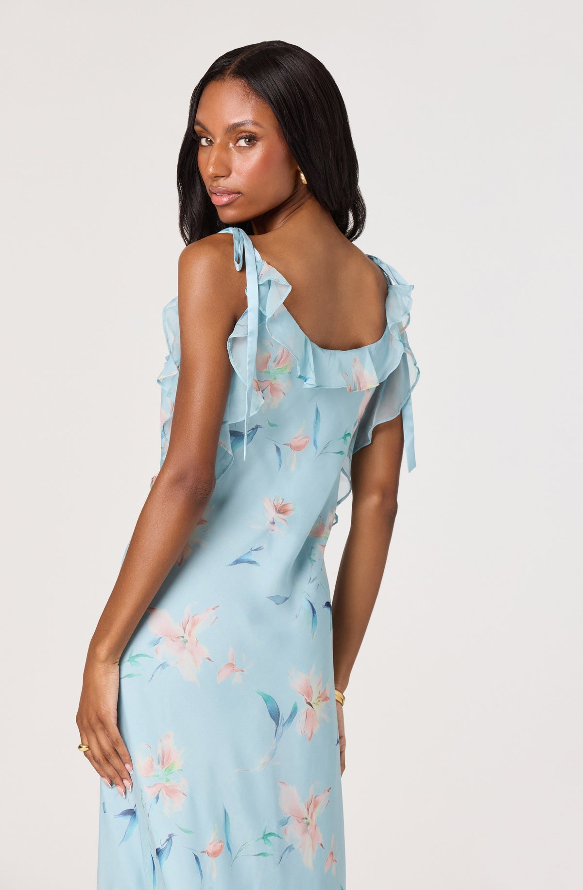 light blue floral bodycon dress High Neck Floral Bodycon Dress in Light Blue