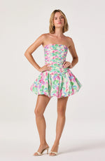 Load image into Gallery viewer, Ella Mini Dress in Pink and Green Floral
