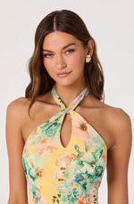 Load image into Gallery viewer, Bethina Maxi Dress in Yellow Green Floral
