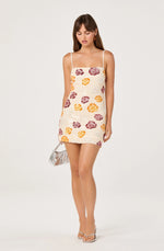 Load image into Gallery viewer, Abelia Sequined Mini Dress in Ivory Multi Floral
