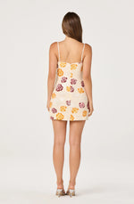 Load image into Gallery viewer, Abelia Sequined Mini Dress in Ivory Multi Floral
