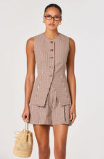 Load image into Gallery viewer, Karan Vest in Brown Checker
