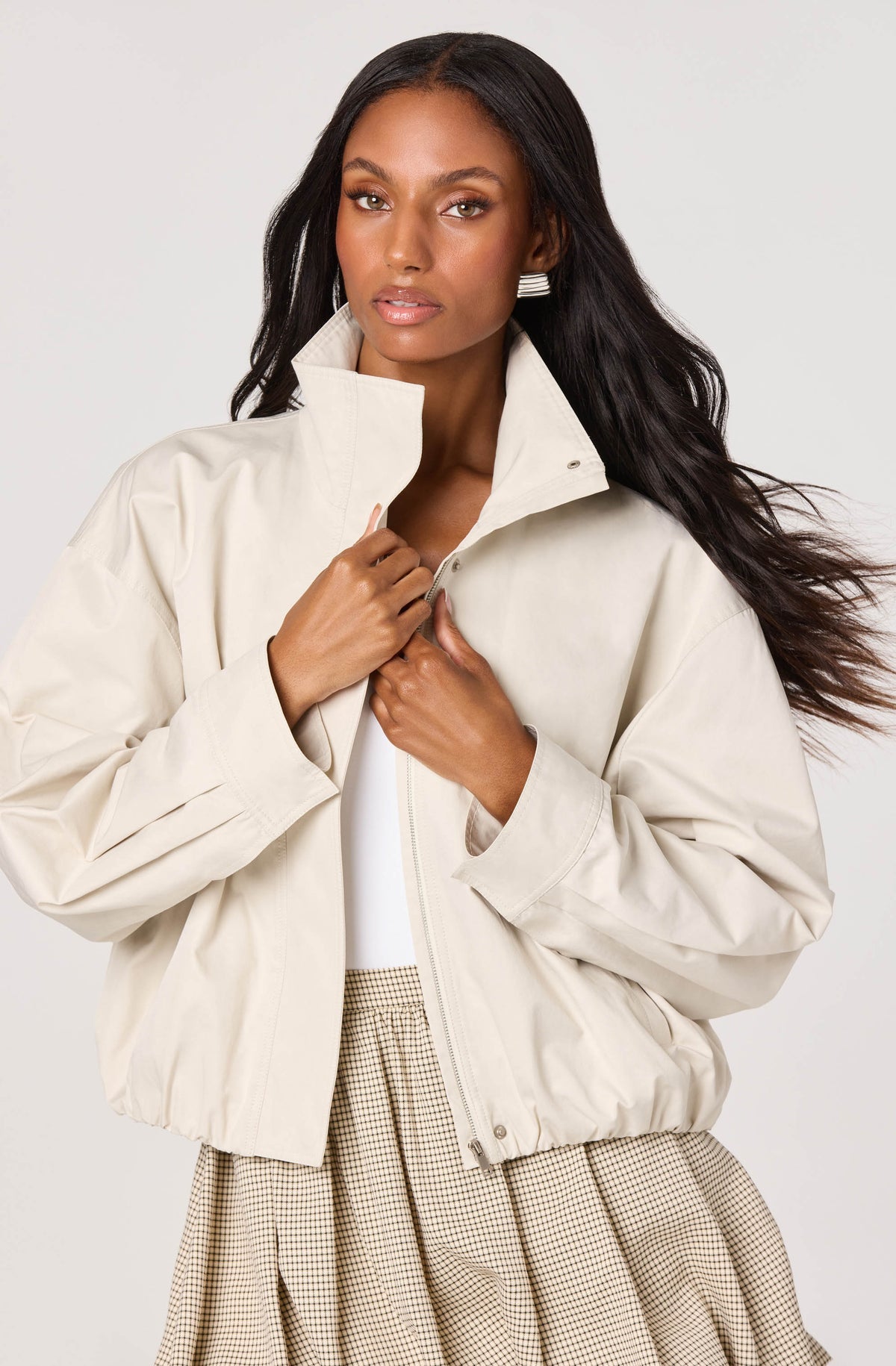 Cooper Oversized Bomber Jacket in Bone – Mint Julep