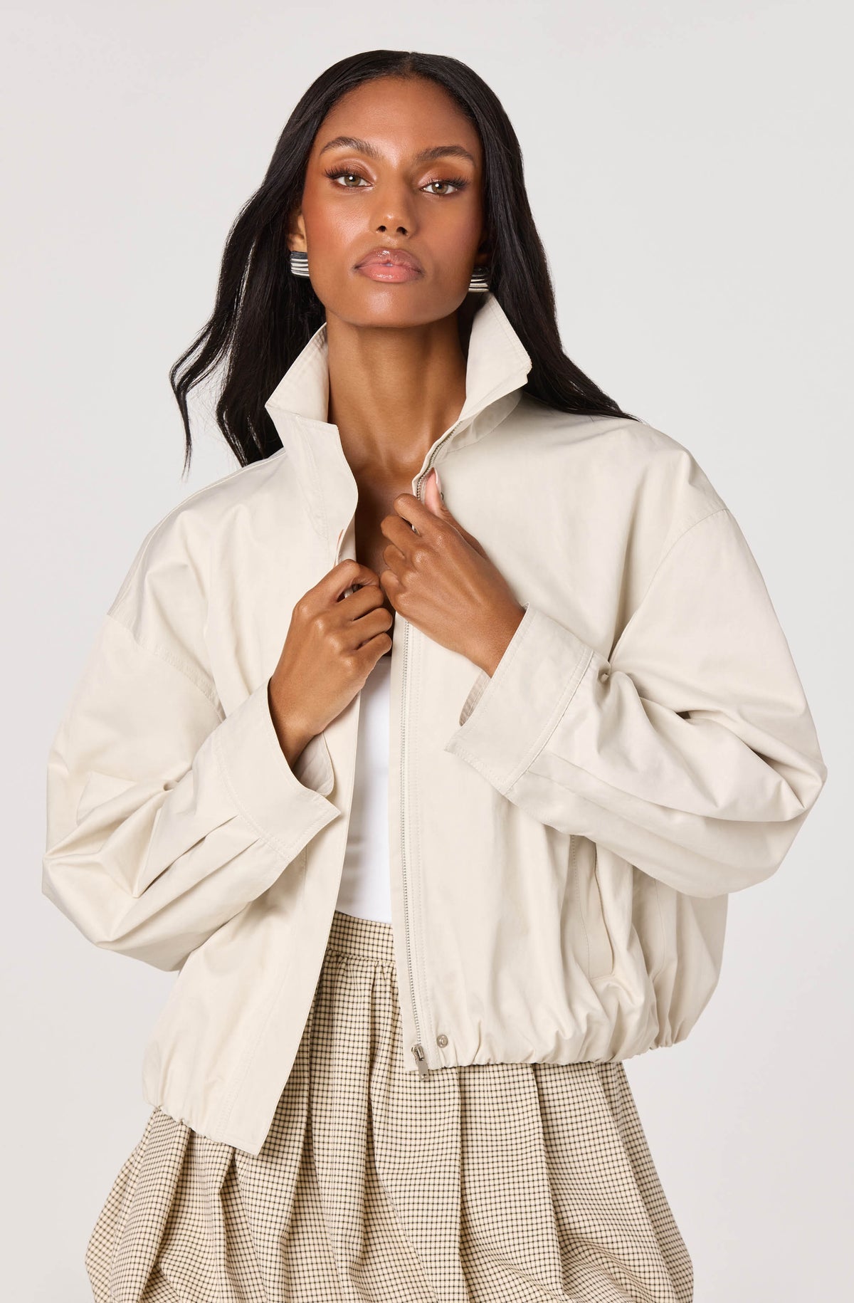 Cooper Oversized Bomber Jacket in Bone – Mint Julep
