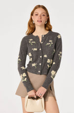 Load image into Gallery viewer, Joy Cardigan in Charcoal Floral
