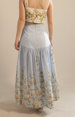 Load image into Gallery viewer, Aisha Maxi Skirt in Orange Border Blue
