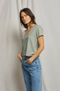 Alanis Recycled Cotton V-Neck Tee in Paris Rain