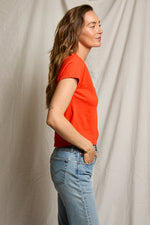 Load image into Gallery viewer, Alanis Recycled Cotton V-Neck Tee in Tomato
