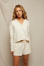 Load image into Gallery viewer, Alison Jersey Collard Shirt in Bright Ivory
